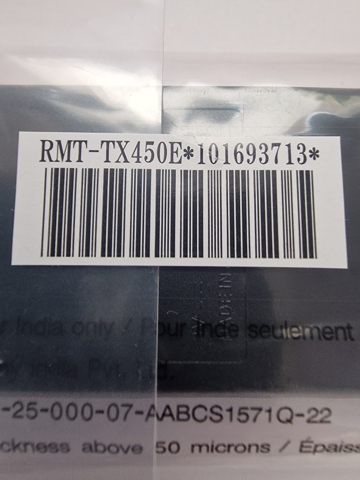 RMT-TX450E - Etiqueta de referencia en la bolsa