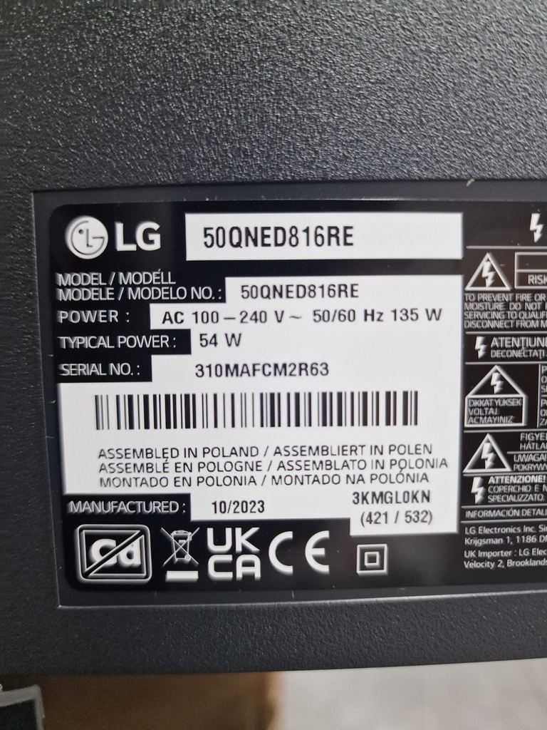 Pegatina del TV donante LG 50QNED816RE